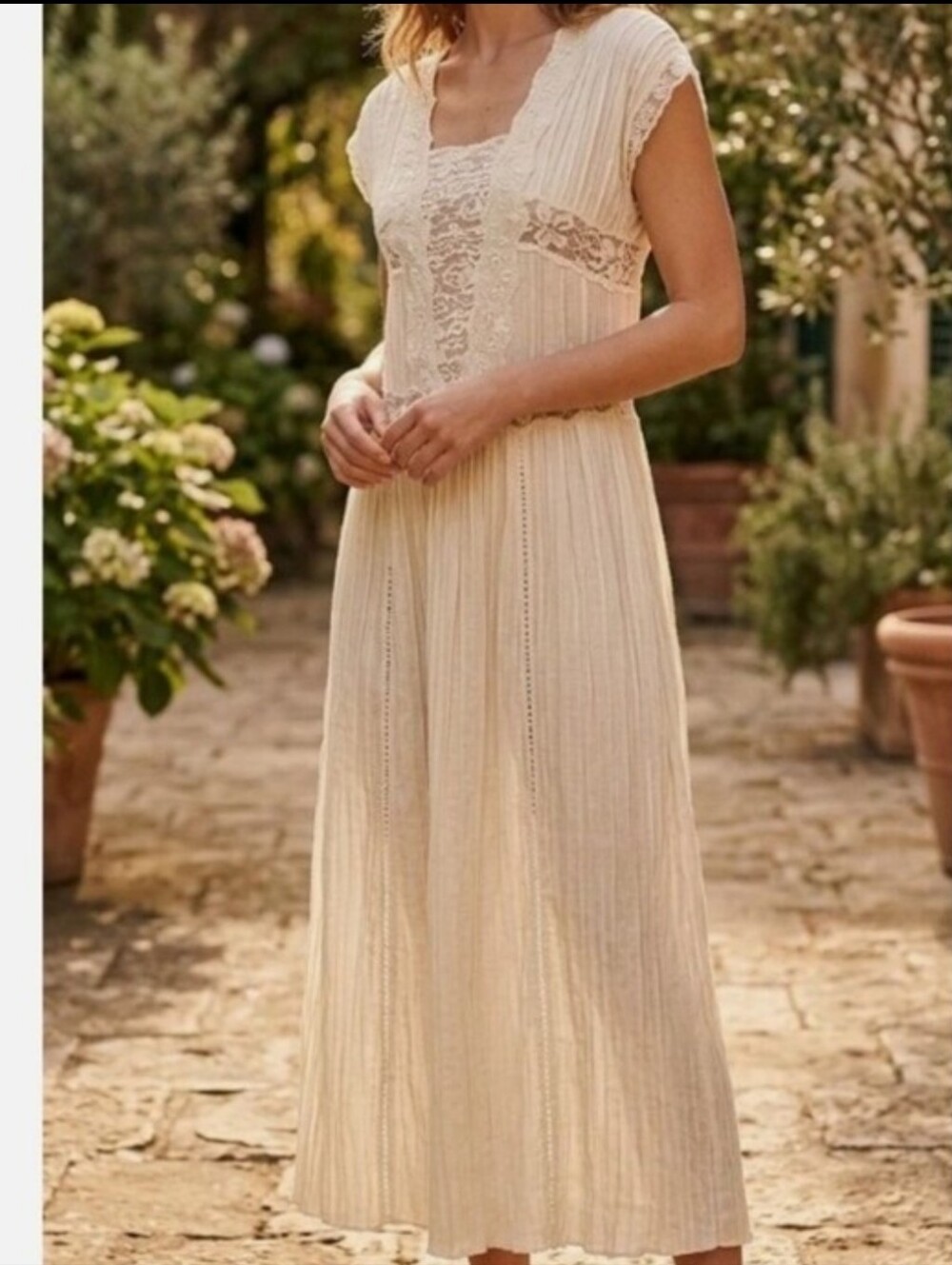 ZARA COLLECTION BOHEMIAN CREAM MIDI DRESS US, S